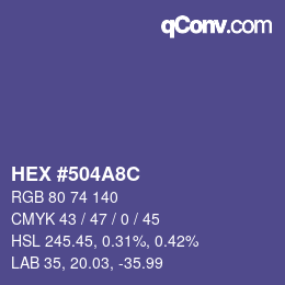 Color code: HEX #504A8C | qconv.com
