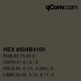 颜色代码: HEX #504B4100 | qconv.com
