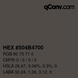 Color code: HEX #504B4700 | qconv.com