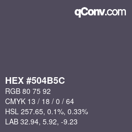 Color code: HEX #504B5C | qconv.com