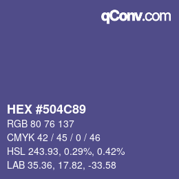 Color code: HEX #504C89 | qconv.com