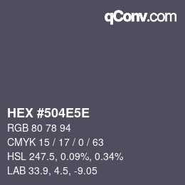 Color code: HEX #504E5E | qconv.com