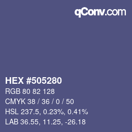 カラーコード: HEX #505280 | qconv.com