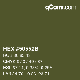 Color code: HEX #50552B | qconv.com