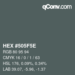 Color code: HEX #505F5E | qconv.com