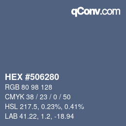 カラーコード: HEX #506280 | qconv.com