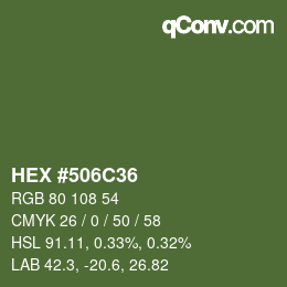 Color code: HEX #506C36 | qconv.com
