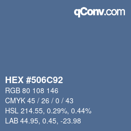 Farbcode: HEX #506C92 | qconv.com