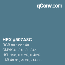 Color code: HEX #507A8C | qconv.com