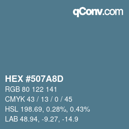 カラーコード: HEX #507A8D | qconv.com
