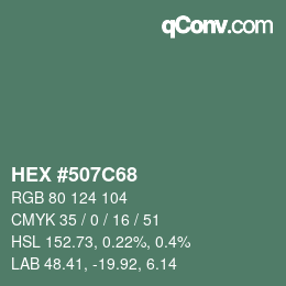 Farbcode: HEX #507C68 | qconv.com
