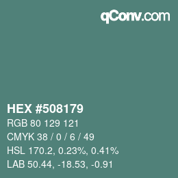 颜色代码: HEX #508179 | qconv.com