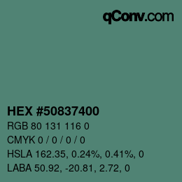 Color code: HEX #50837400 | qconv.com