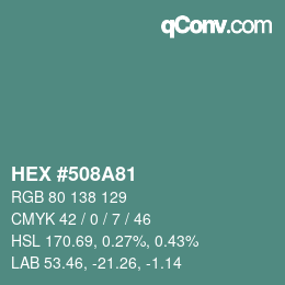 Color code: HEX #508A81 | qconv.com