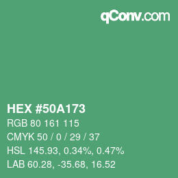 Farbcode: HEX #50A173 | qconv.com