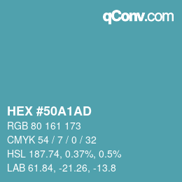 カラーコード: HEX #50A1AD | qconv.com