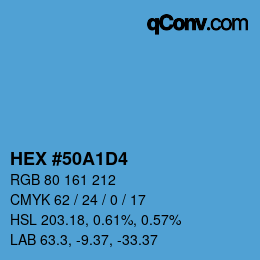 Farbcode: HEX #50A1D4 | qconv.com