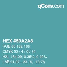 カラーコード: HEX #50A2A8 | qconv.com