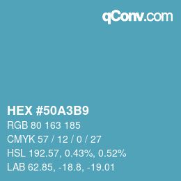カラーコード: HEX #50A3B9 | qconv.com