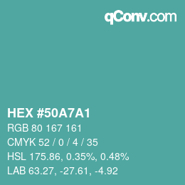 Color code: HEX #50A7A1 | qconv.com