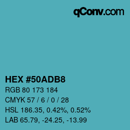 カラーコード: HEX #50ADB8 | qconv.com