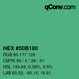 カラーコード: HEX #50B180 | qconv.com