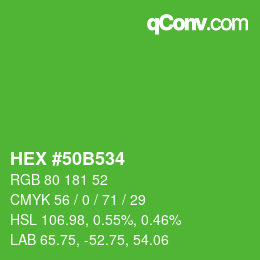 カラーコード: HEX #50B534 | qconv.com