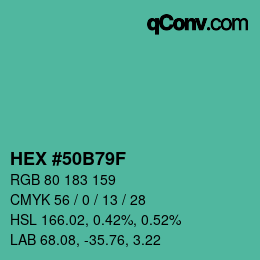 Color code: HEX #50B79F | qconv.com