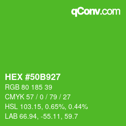 カラーコード: HEX #50B927 | qconv.com