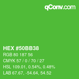 Farbcode: HEX #50BB38 | qconv.com