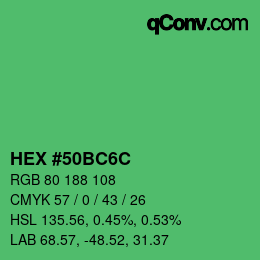 Farbcode: HEX #50BC6C | qconv.com
