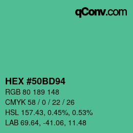 Color code: HEX #50BD94 | qconv.com
