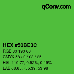カラーコード: HEX #50BE3C | qconv.com