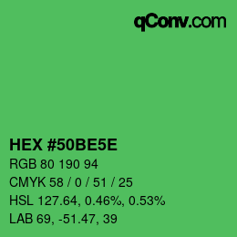 カラーコード: HEX #50BE5E | qconv.com