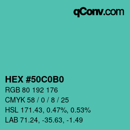 Color code: HEX #50C0B0 | qconv.com
