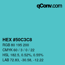 Color code: HEX #50C3C8 | qconv.com