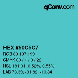 Color code: HEX #50C5C7 | qconv.com