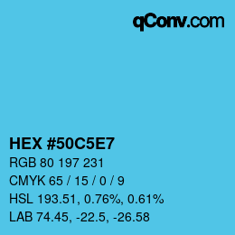 カラーコード: HEX #50C5E7 | qconv.com