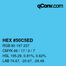 Color code: HEX #50C5ED | qconv.com