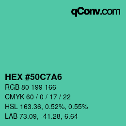Color code: HEX #50C7A6 | qconv.com