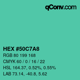 Color code: HEX #50C7A8 | qconv.com