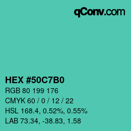 Color code: HEX #50C7B0 | qconv.com