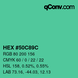 Color code: HEX #50C89C | qconv.com
