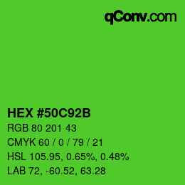 カラーコード: HEX #50C92B | qconv.com