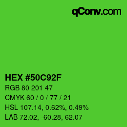 Color code: HEX #50C92F | qconv.com