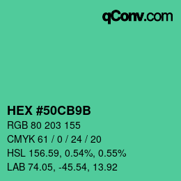 カラーコード: HEX #50CB9B | qconv.com