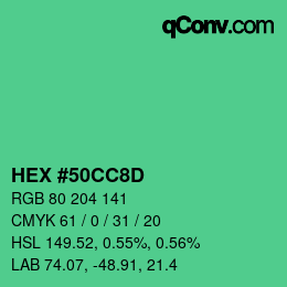 Color code: HEX #50CC8D | qconv.com