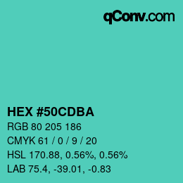 Color code: HEX #50CDBA | qconv.com
