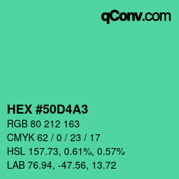 Color code: HEX #50D4A3 | qconv.com