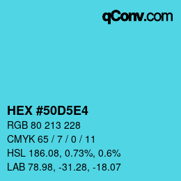 Color code: HEX #50D5E4 | qconv.com